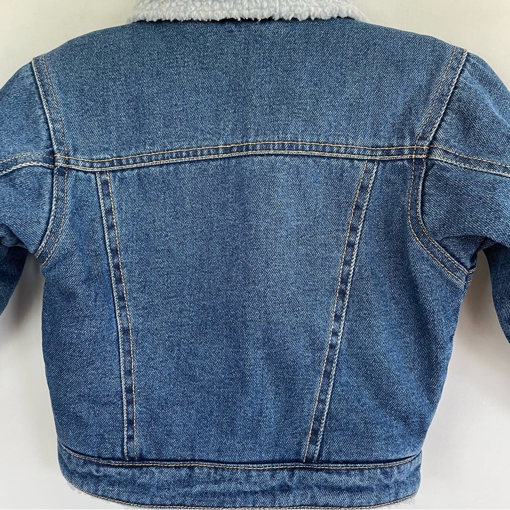 Infant Sherpa Denim Jacket 12M Blue Jean Trucker Lined Baby Coat - Picture 5 of 8